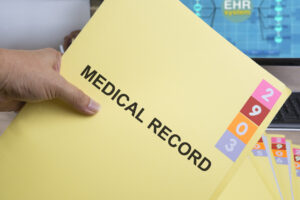 Medical record folder, medical records in a personal injury claim